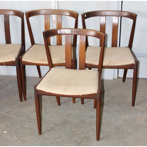 54 - A set of 6 teak retro dining chairs, likely Danish but unmarked