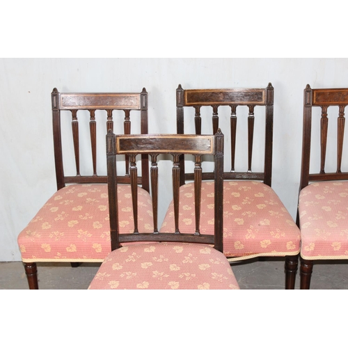 62 - A set of 6 antique dining chairs with pink stuffed seats, 19th century