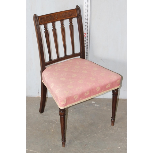 62 - A set of 6 antique dining chairs with pink stuffed seats, 19th century