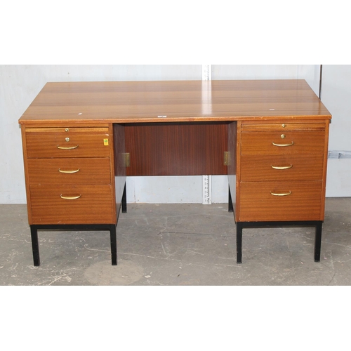 8 - Herbert Berry for Lucas Furniture, a vintage desk with 6 drawers & 2 slides, on metal legs