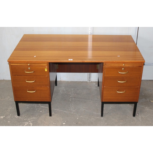 8 - Herbert Berry for Lucas Furniture, a vintage desk with 6 drawers & 2 slides, on metal legs