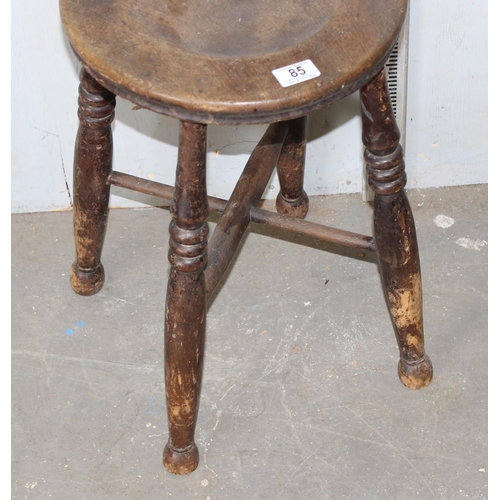 85 - A vintage oak topped stool