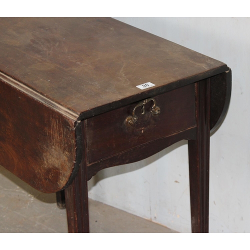 88 - A small antique mahogany drop leaf Pembroke table