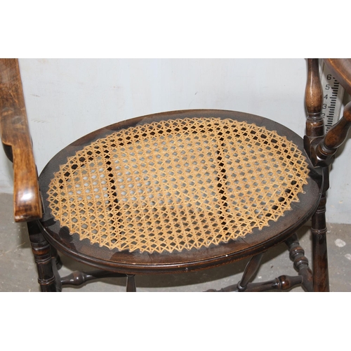 91 - An unusual vintage bergère seated stool with arms