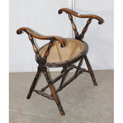 91 - An unusual vintage bergère seated stool with arms