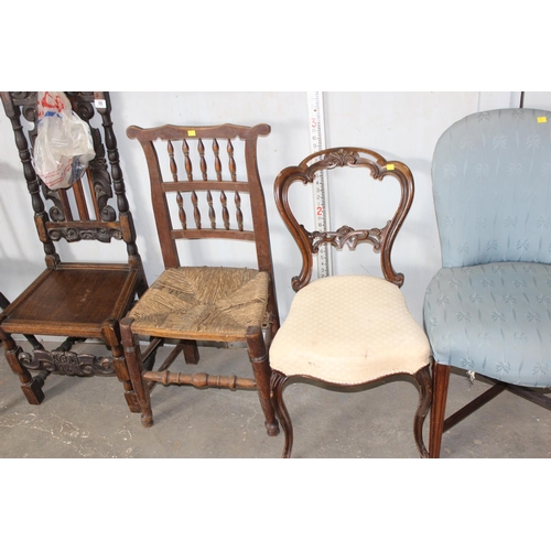 96 - 6 assorted antique chairs