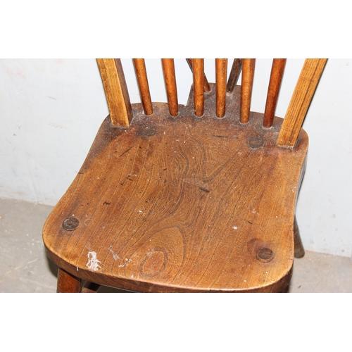 98 - A pair of Elm seated hoop back kitchen chairs