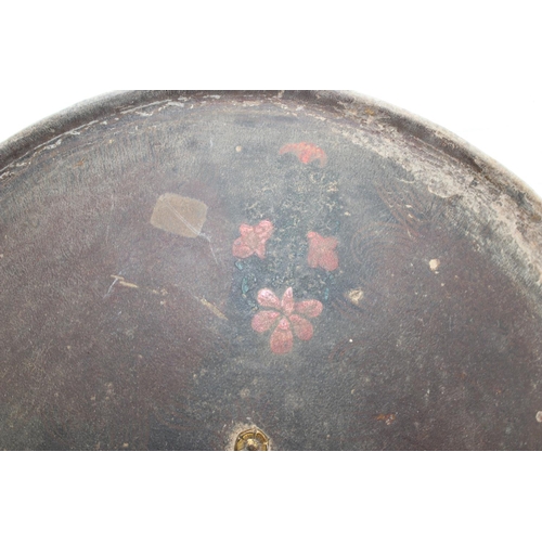 1001 - An unusual papier mache shield, believed to be a 19th century Kashmiri Dhal shield, some painted det... 