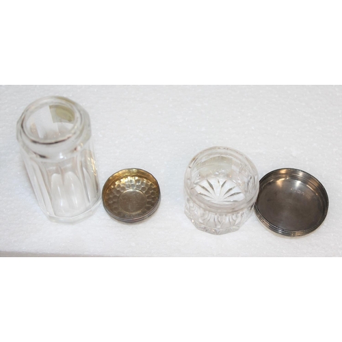 1121 - 5 silver topped dressing table pots & jars, various dates and makers