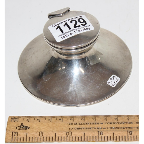 1129 - Silver capstan inkwell, Birmingham 1910 by A.J. Zimmerman