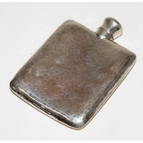 1136 - Sterling silver hip flask of small proportions,  weight approx 71g gross