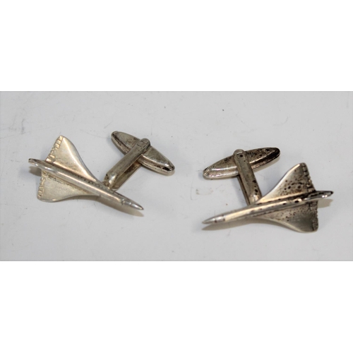 1201 - A pair of silver Concorde cufflinks in box