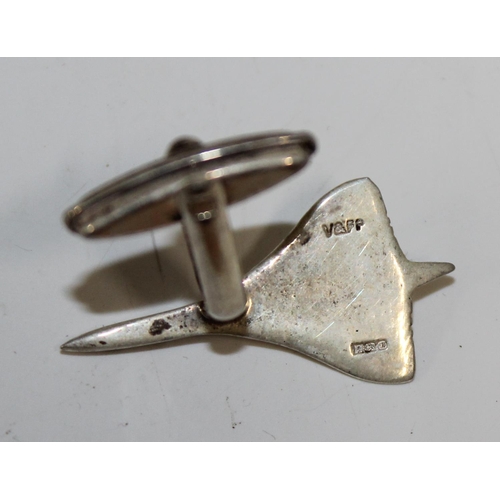 1201 - A pair of silver Concorde cufflinks in box