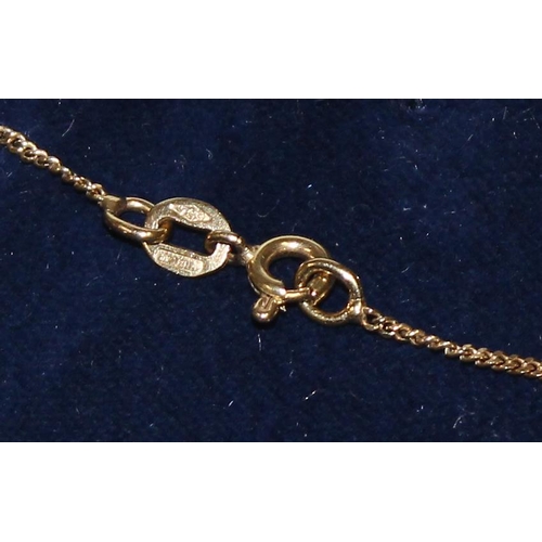 1203 - Italian 18ct gold necklace set with 2 diamonds & heart shaped pink stone, approx 4.2g gross