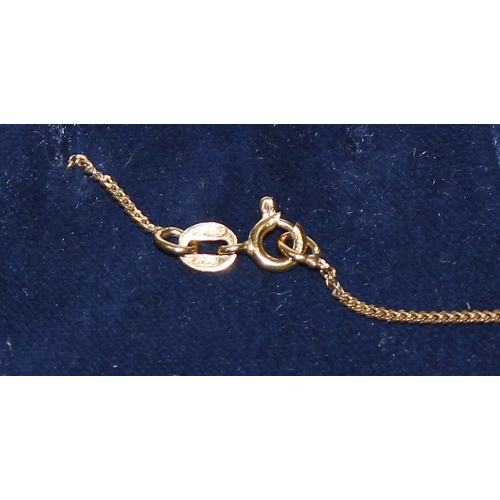 1203 - Italian 18ct gold necklace set with 2 diamonds & heart shaped pink stone, approx 4.2g gross