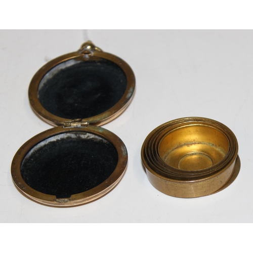 1619 - An unusual brass cased patent folding shot cup, number 15061, Newcastle Royal Exhibition engraving