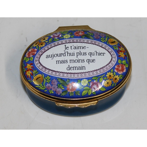 1620 - Antique porcelain pill box, Halcyon Days enamel box etc