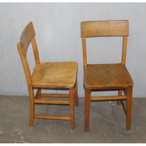 164 - Vintage wooden double school desk and 2 vintage child's chairs