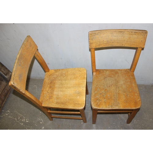 164 - Vintage wooden double school desk and 2 vintage child's chairs