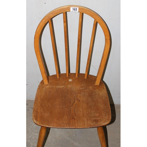 165 - A matched set of 4 blonde Ercol hoop back dining chairs