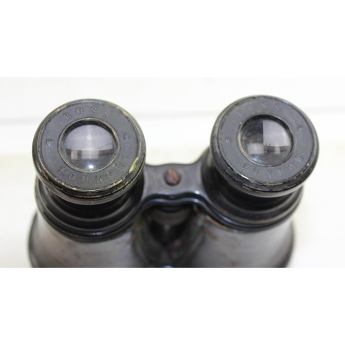 1003 - A pair of C.WW1 period binocular in leather case, possibly officer's private purchase