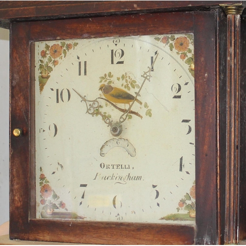 1402 - An early 19th century longcase clock with painted dial inscribed for Ortelli of Buckingham