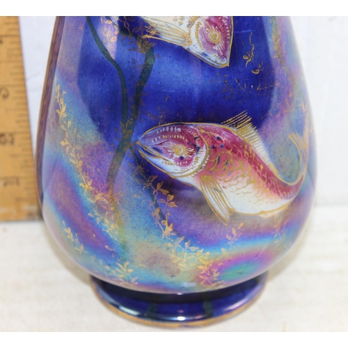 1640 - In the manner of Daisy Makeig-Jones, an early 20th century lustre vase decorated with fish, indistin... 