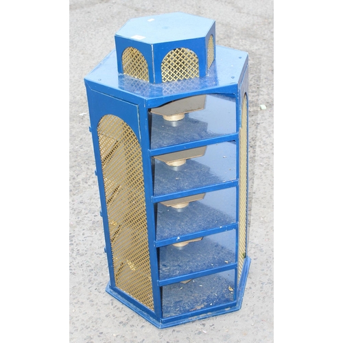 168 - Blue & gold fretwork display unit, Moorish style