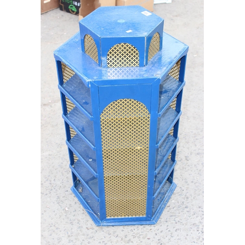 168 - Blue & gold fretwork display unit, Moorish style