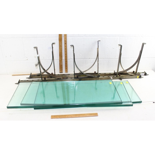 171 - A set of brushed metal and glass wall shelves, extremely good quality