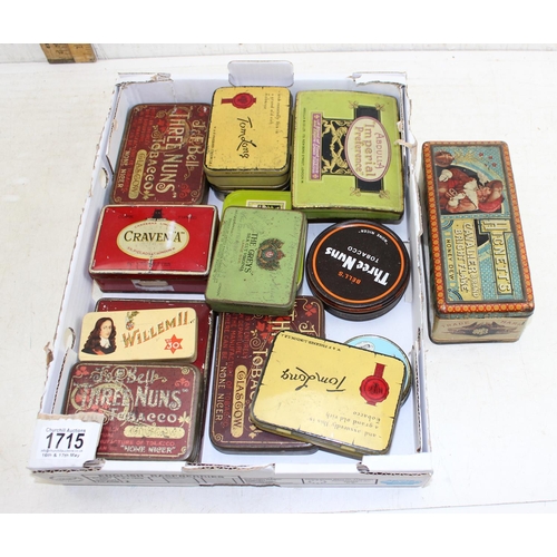 1715 - Box of assorted vintage advertising tins etc