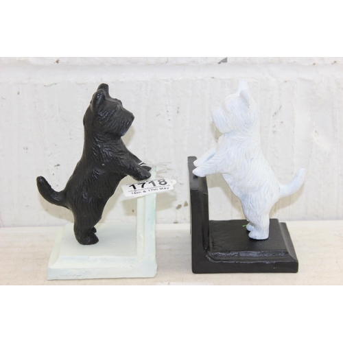 1718 - A pair of painted cast iron dog bookends