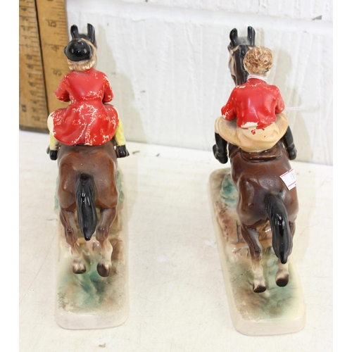 1735 - 2 Hertwig pottery figures of huntsmen and horses