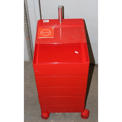 176 - Magis retro style red 360 container drawer unit designed by Konstantin Grcic