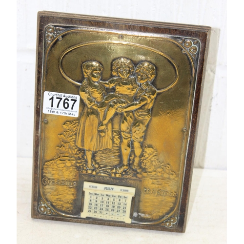 1767 - Vintage Brass mounted easel calendar 