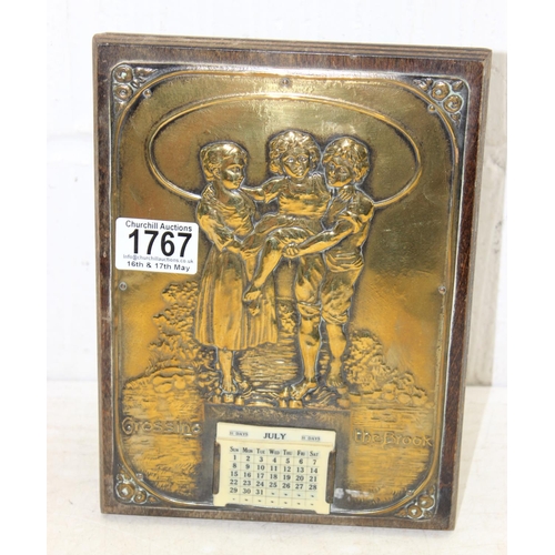 1767 - Vintage Brass mounted easel calendar 