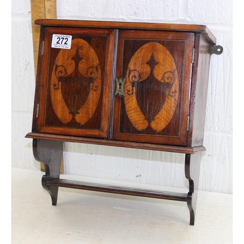 272 - An Edwardian marquetry inlaid wall cabinet