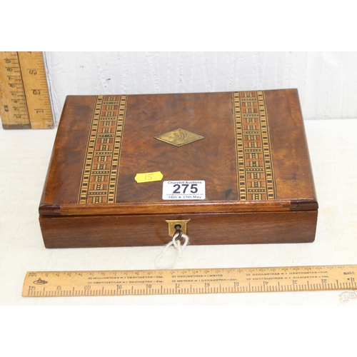 275 - Vintage parquetry inlaid jewellery box