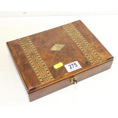 275 - Vintage parquetry inlaid jewellery box