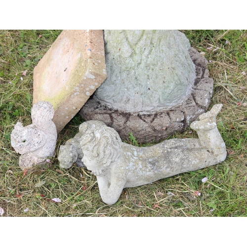 345 - Concrete bird bath and other garden ornaments etc