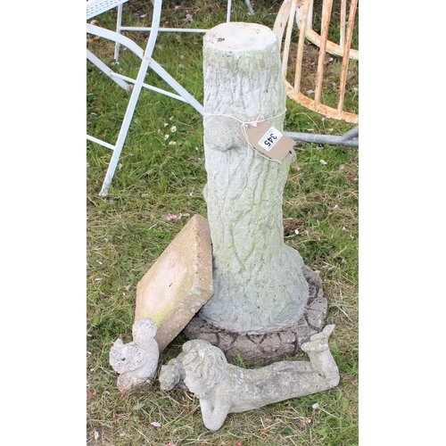 345 - Concrete bird bath and other garden ornaments etc