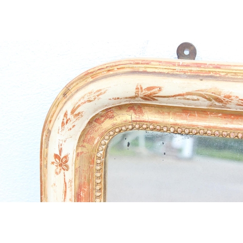 411 - 19th century gilt framed overmantel mirror with floral decoration