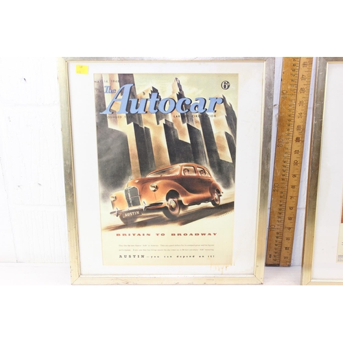 413 - 4 vintage and reproduction car & transportation related framed displays