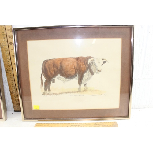 427 - Charles Beckendorf (American XX), 2 signed limited edition prints of cows, Hereford Bull & Longhorn ... 