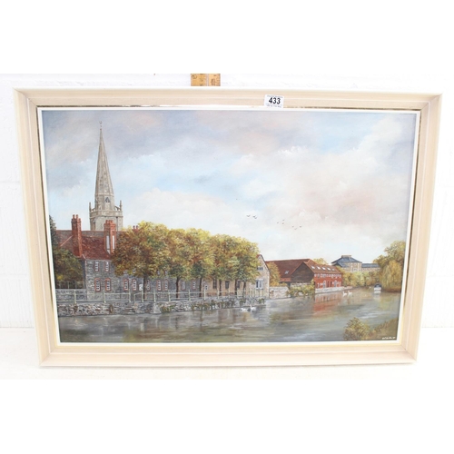 433 - R. Willis (XX), St Helen's church, Almshouses, Gaol & River Thames, oil on canvas