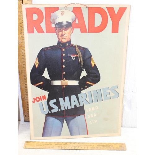 442 - 2 vintage style US Marines & US Army advertising pictures on card