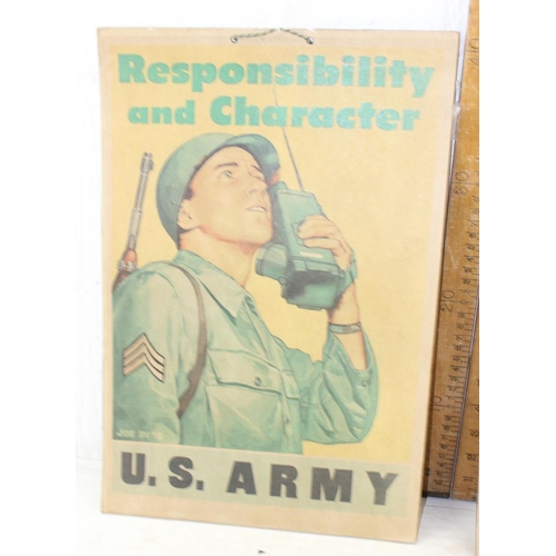 442 - 2 vintage style US Marines & US Army advertising pictures on card