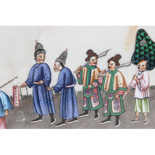 450 - Late 19th/ early 20th century Chinese School gouache on rice paper of figures in a procession