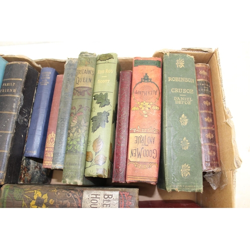 574 - Qty of assorted antique and later books, some leather bound