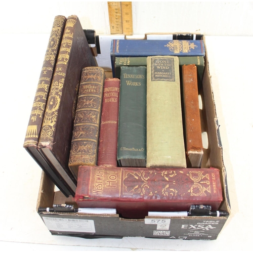 575 - Qty of assorted antique and later books, some leather bound